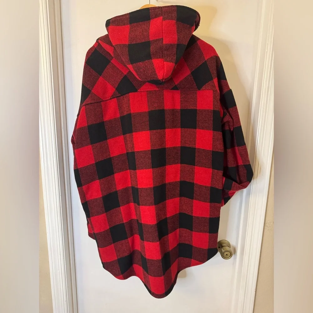 RDI Flannel Coat - Fleece Bonded Sherpa Coat Pockets Fall buffalo plaid - Picture 2 of 10